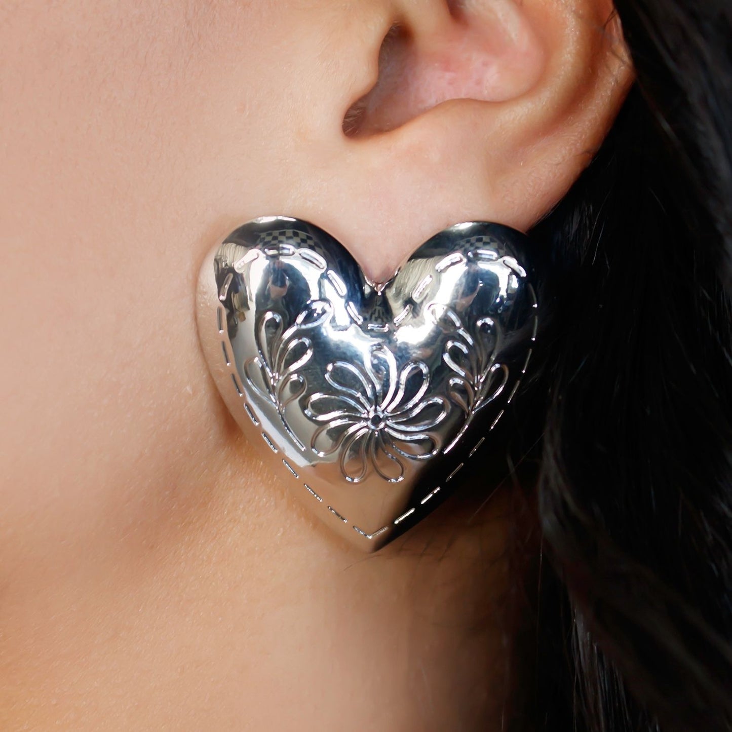 Dolly Heart Silver Earrings