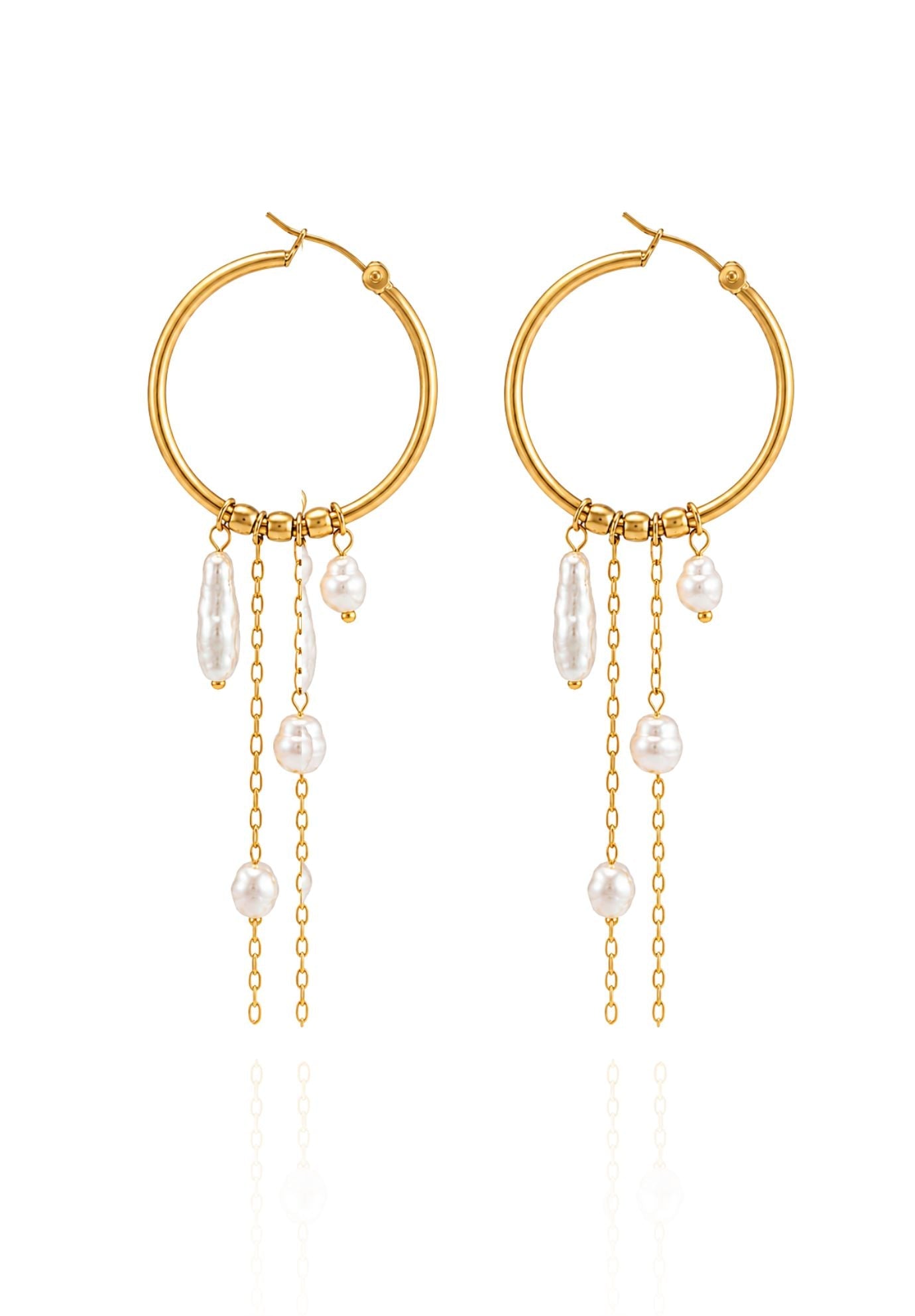 Marlowe Pearl Drop Hoop Earrings