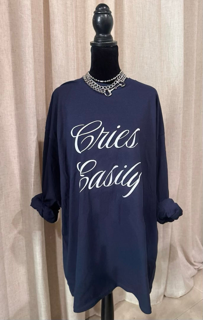Cries Easily Long Sleeve T-Shirt Dress
