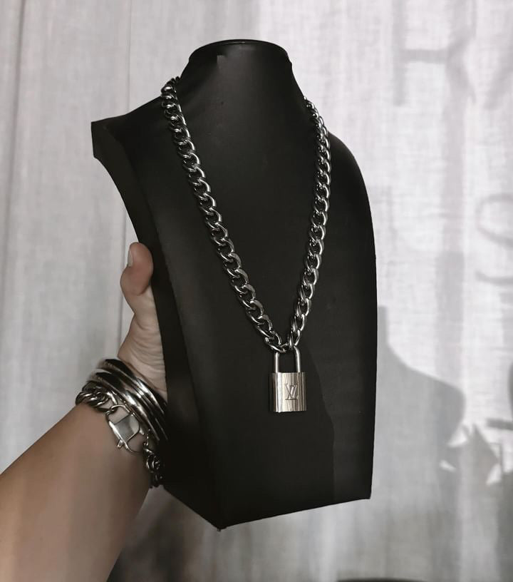 Silver Louis Lock Necklace