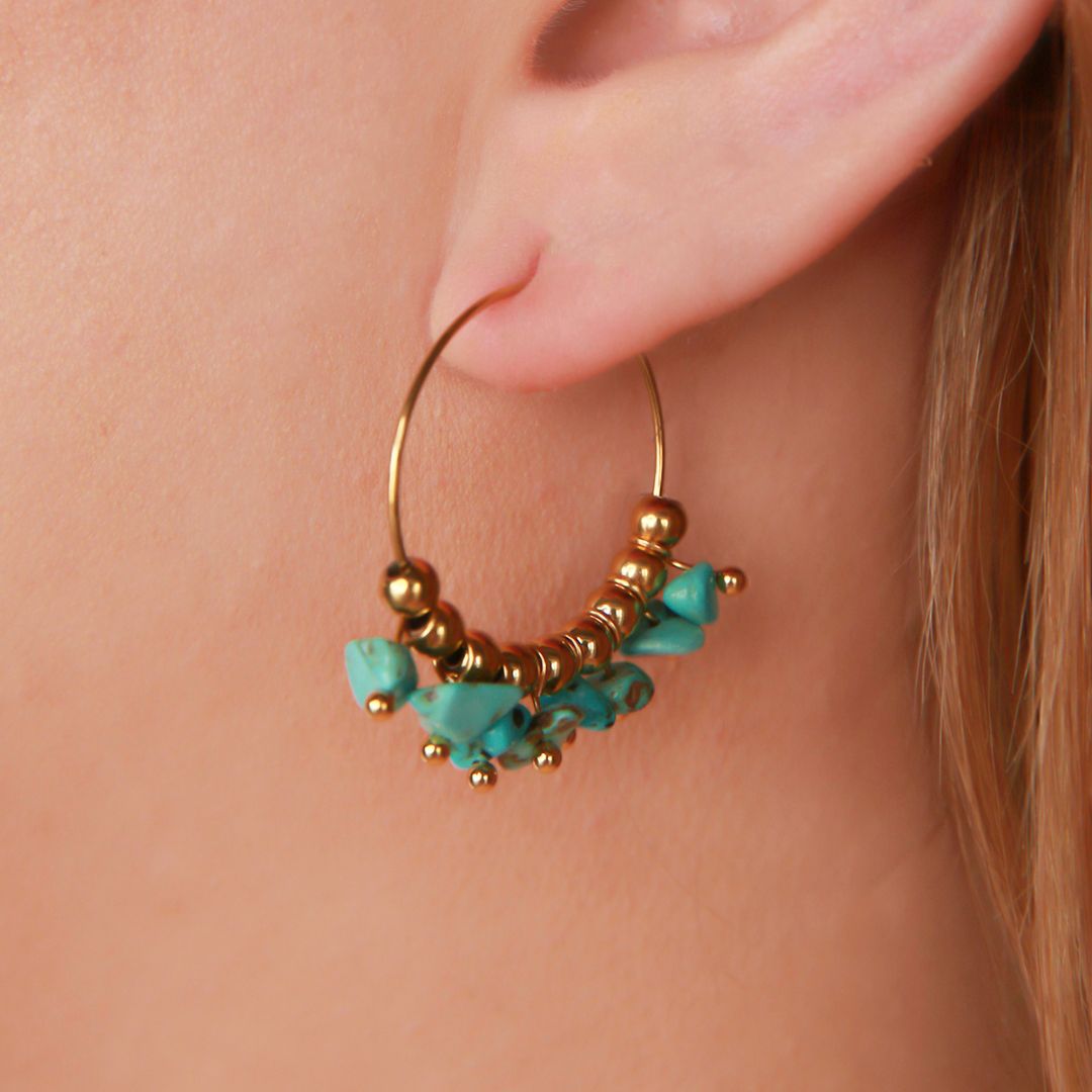 May Turquoise Stone Earrings