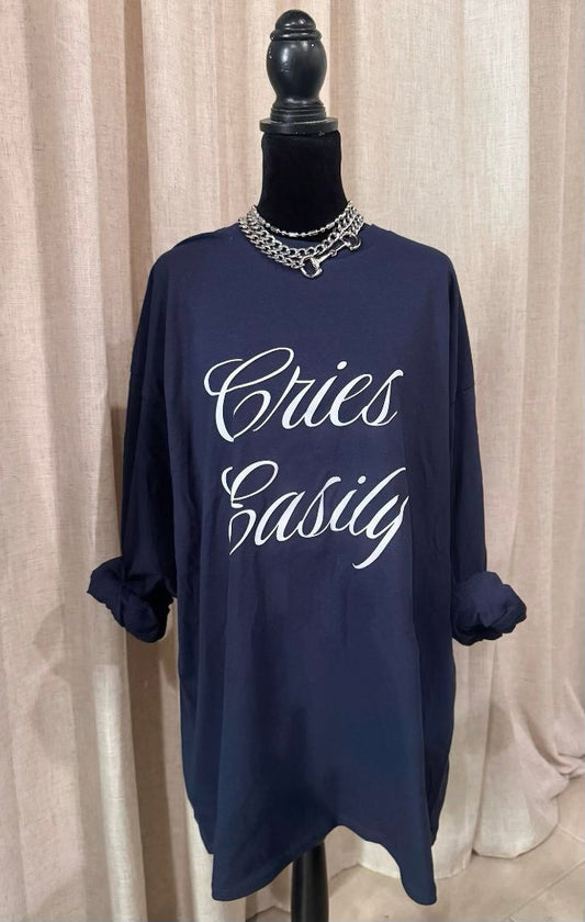 Cries Easily Long Sleeve T-Shirt Dress